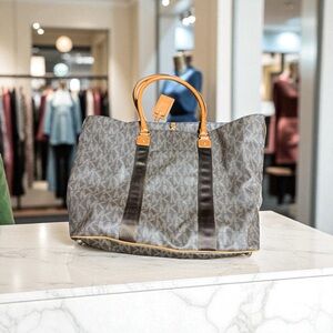Michael Kors Monogram Tote with Tan Handles